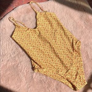 Yellow floral faithful the brand bathing backless